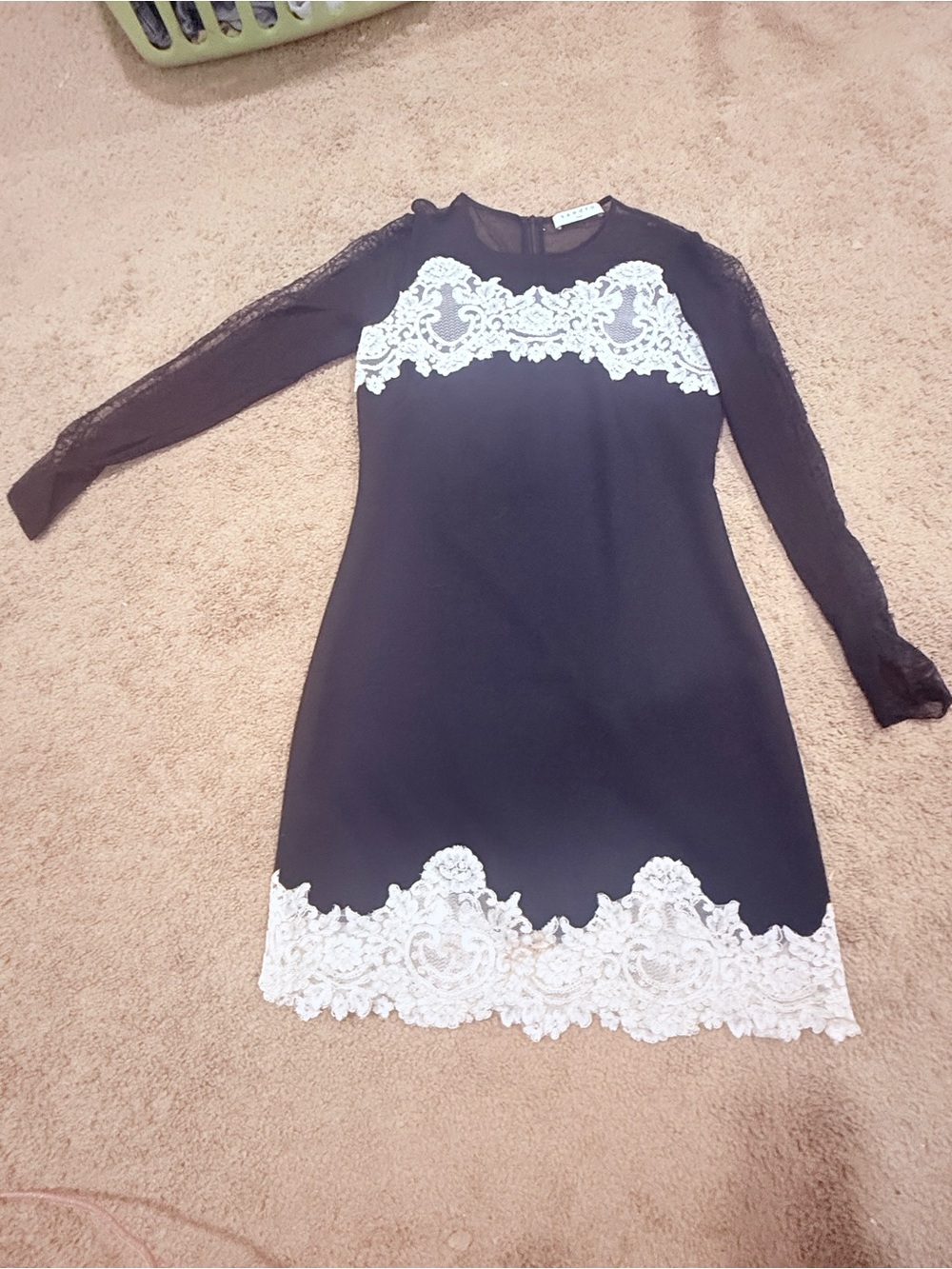 Sandro Black Dress with White Lace Trim